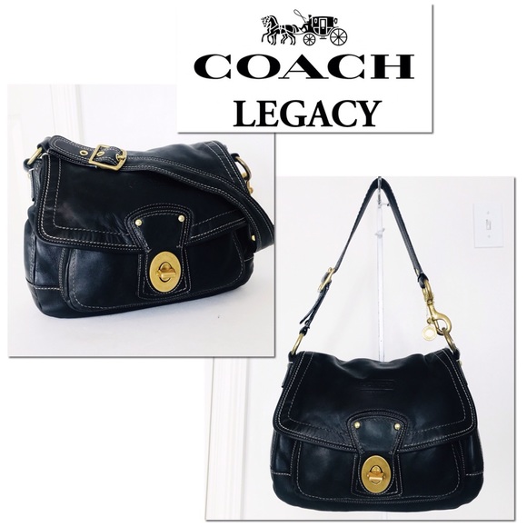 Coach Handbags - Coach Black Leather Legacy Shoulder Hobo Bag